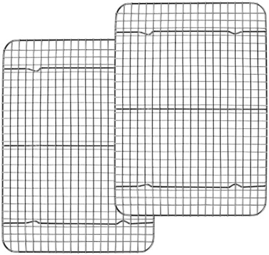 Rostoliera rettangolare, in acciaio inossidabile, griglia per cucina, 2 pezzi, griglia per cuocere, grigliare e raffreddare, 38,9 cm x 28,5 cm x 2 cm, salutare e duraturo.