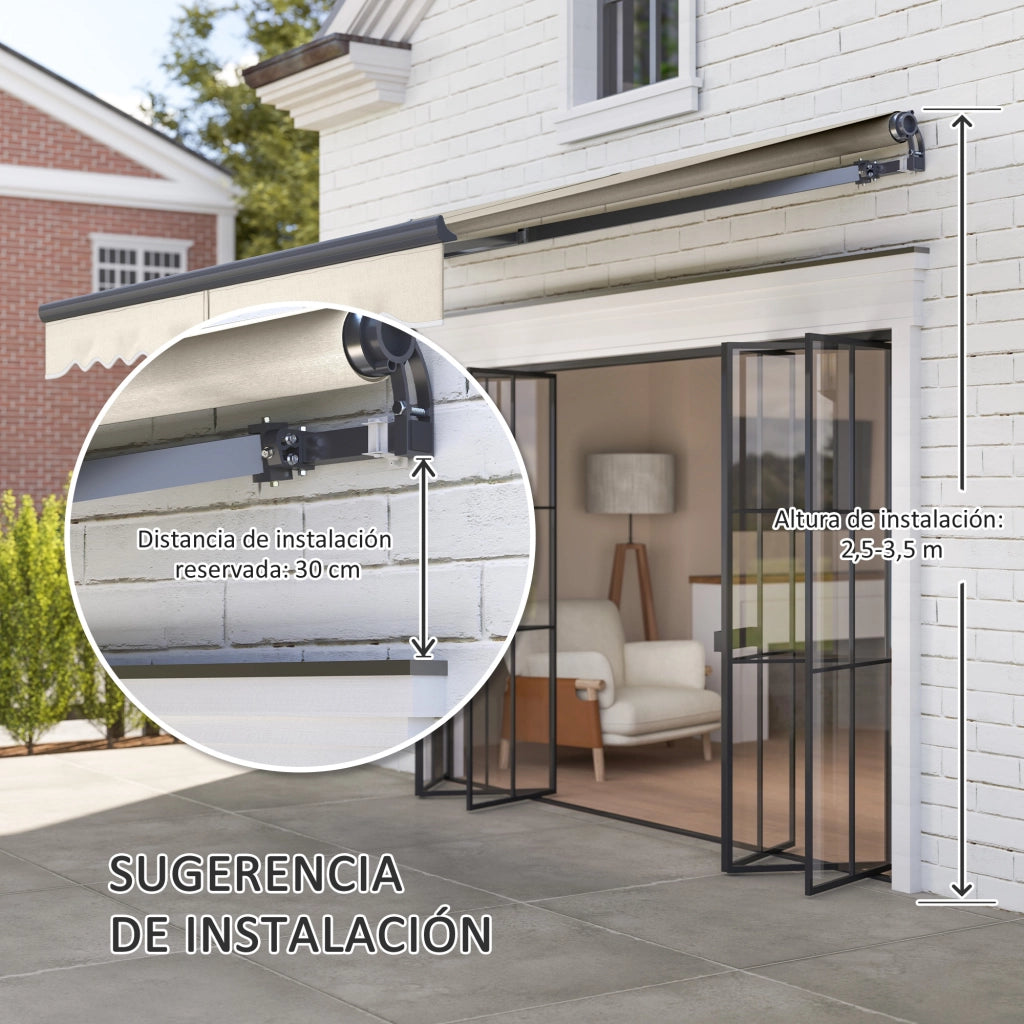 Toldo Retrattile Manuale per Giardino e Terrazza ¨C zephmum ¨C Crema 296x250 cm