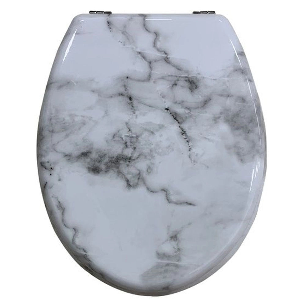 Trade Shop - Copriwater Universale Resistente Con Stampa Marmorizzata Cerniere Wc Bagno 69201 -        3,5