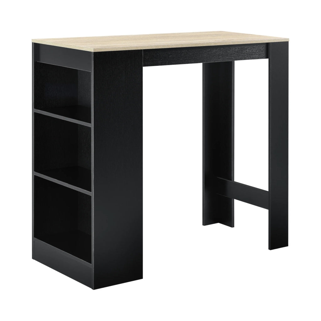 Tavolo alto da bistrot con contenitore e 3 ripiani 110 cm nero e rovere 03_0006191