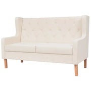 Divano a 2 Posti in Tessuto Bianco Crema cod mxl 65053