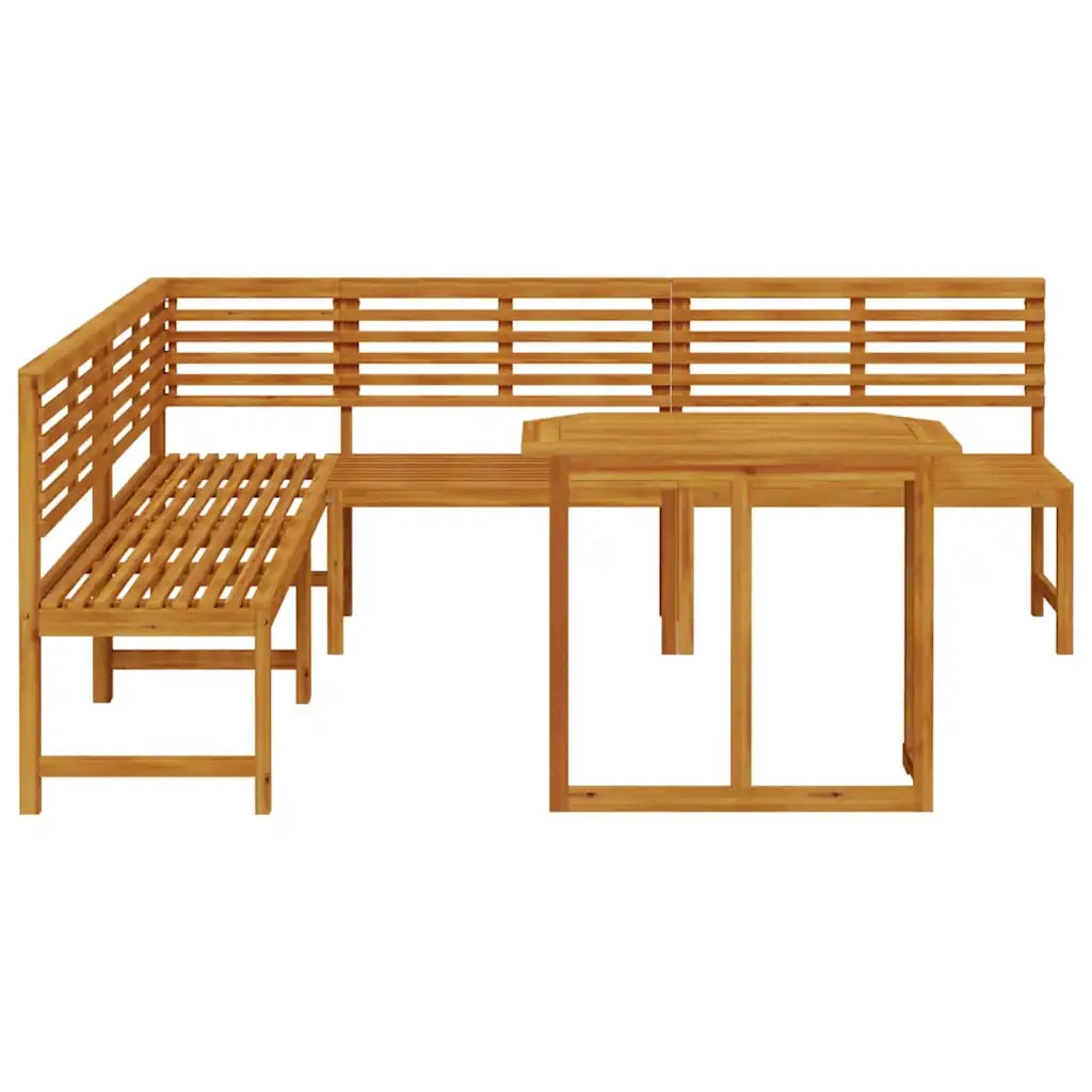 Set Panchina da Giardino 4 pcs Marrone Legno di Acacia Massello 3328693