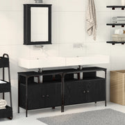 Set di mobili per bagno 3 pezzi in legno ingegnerizzato rovere nero