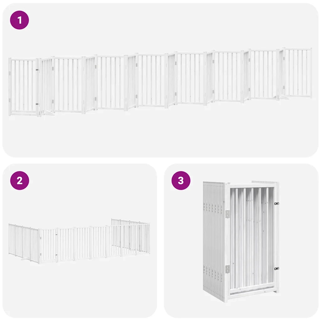 vidaXL Cancello Cani Porta Pieghevole Bianco 15 Pannelli 750 cm Pioppo