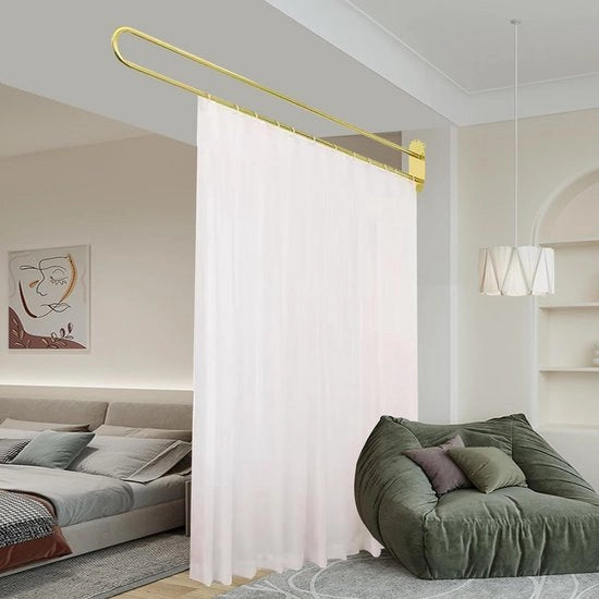 Schermo divisori a forma di U per stanza Metallo supporto fissaggio al muro Tende a piatto 2m Sostegni in metallo per tende Medico schermo per cabina di doccia e salone di bellezza Camera da letto (6,56m)