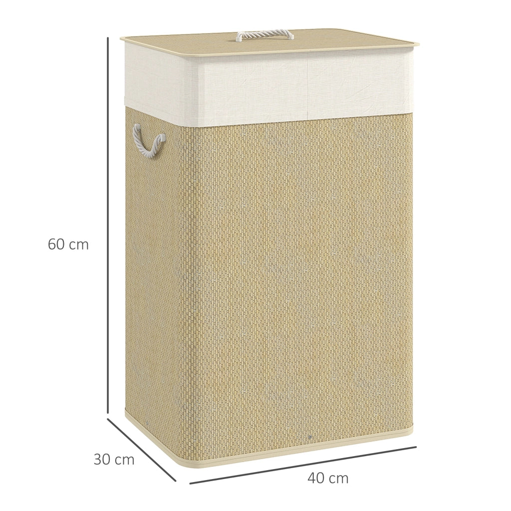 Cesto Ropa Sucia con Tapa 72L ¨C Zephmum ¨C Naturale 40x30x60 cm