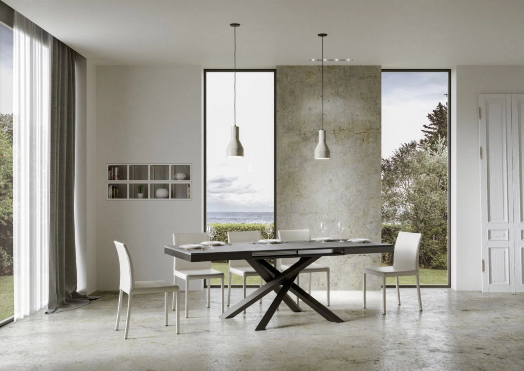Tavolo allungabile 90x180/284 cm Volta Evolution Cemento telaio Antracite