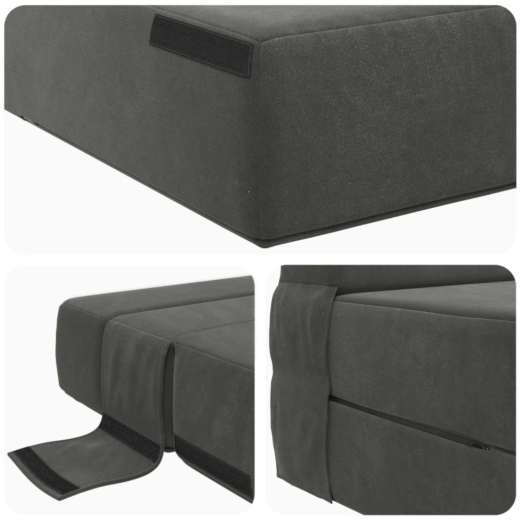 Divano letto | Sof¨¤ letto | Letto singolo Pieghevole Grigio Scuro 70 x 80 x 60 cm Tessuto