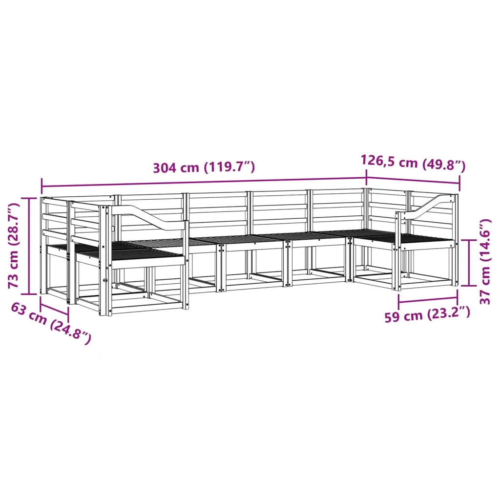 Set di divani da esterno 7 pcs Bianco Legno di Acacia Massello 3388168