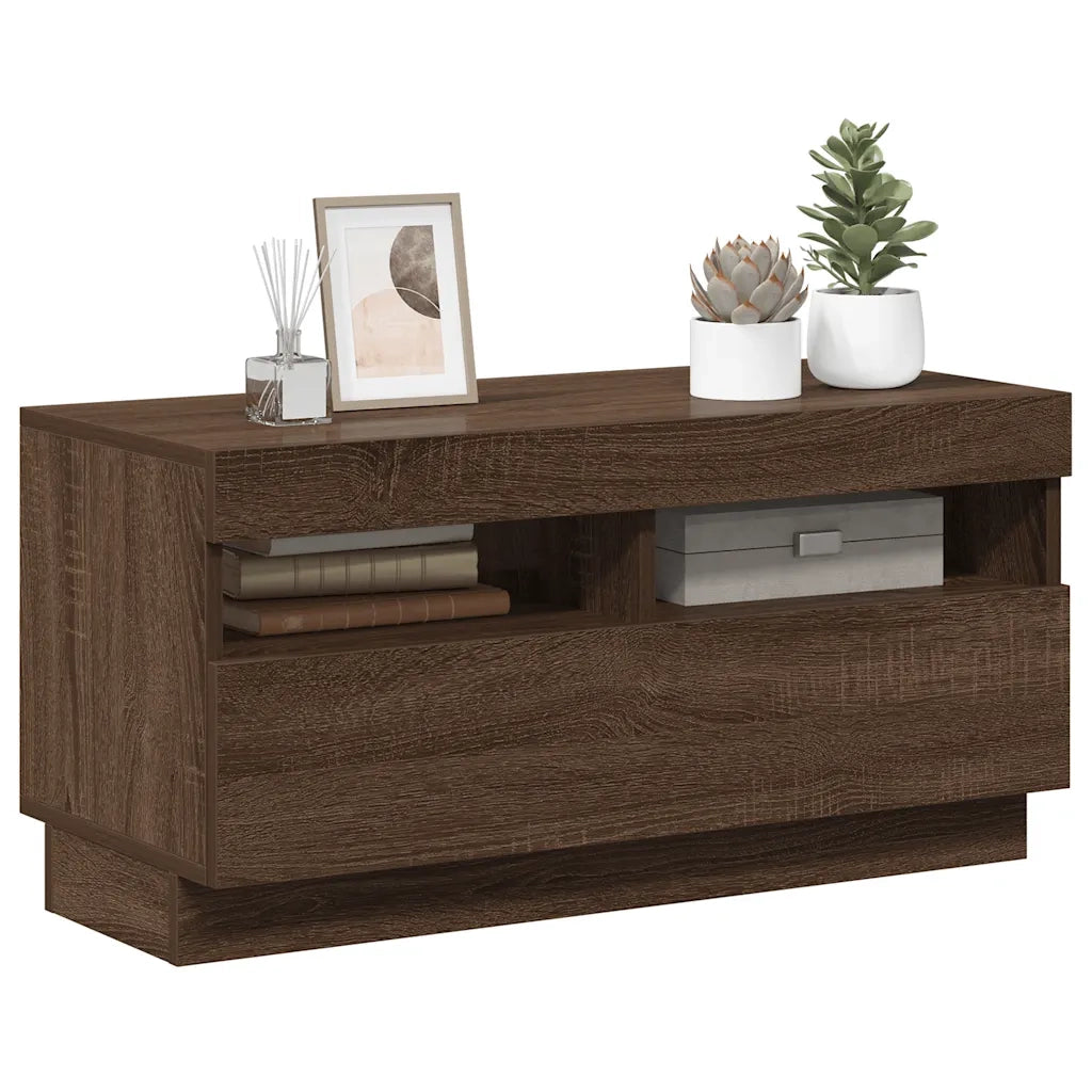 Mobile Porta TV con Luci LED Rovere Marrone 80x35x40 cm 815725