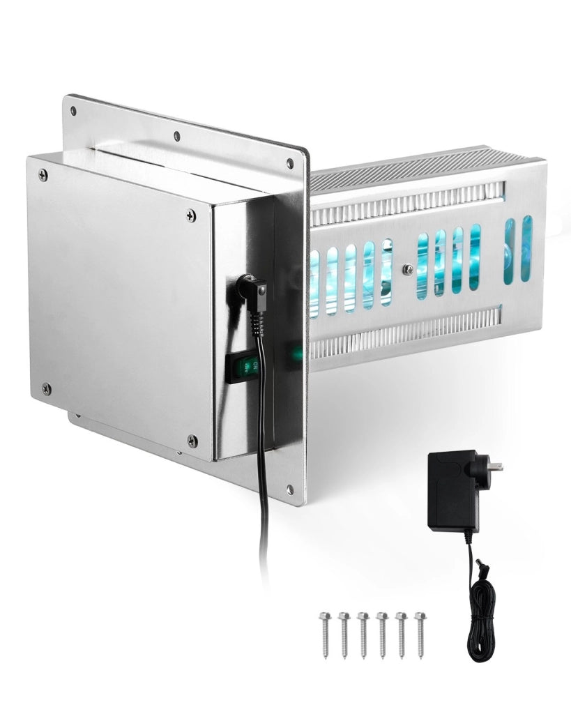 Purificatore d'Aria HVAC UV-218HP in Lega di Alluminio Argento, Depuratore per Aria Condizionata con Cavo 3 m, 18 W 203 x 177 x 265 mm