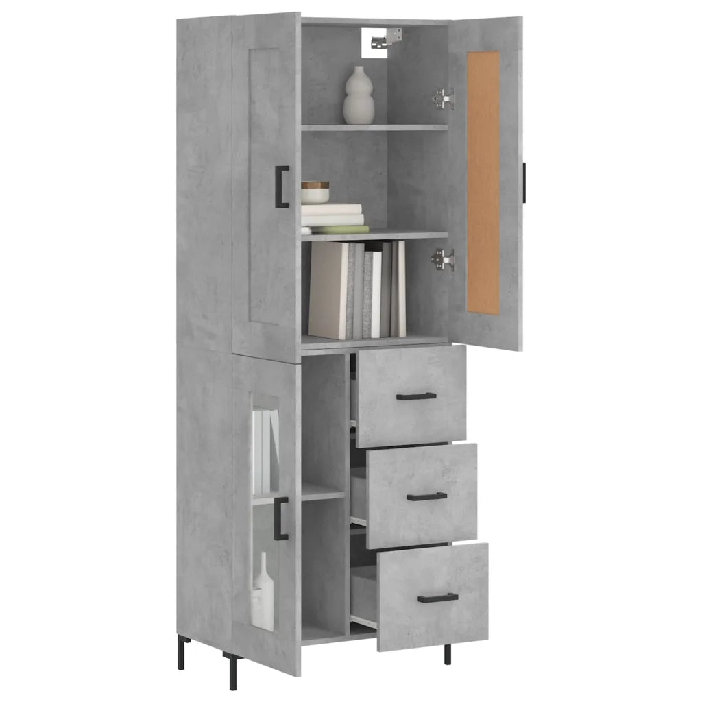 Credenza-Buffet-Armadio da cucina Grigio Cemento 69,5x34x180 cm in Legno Multistrato 266433