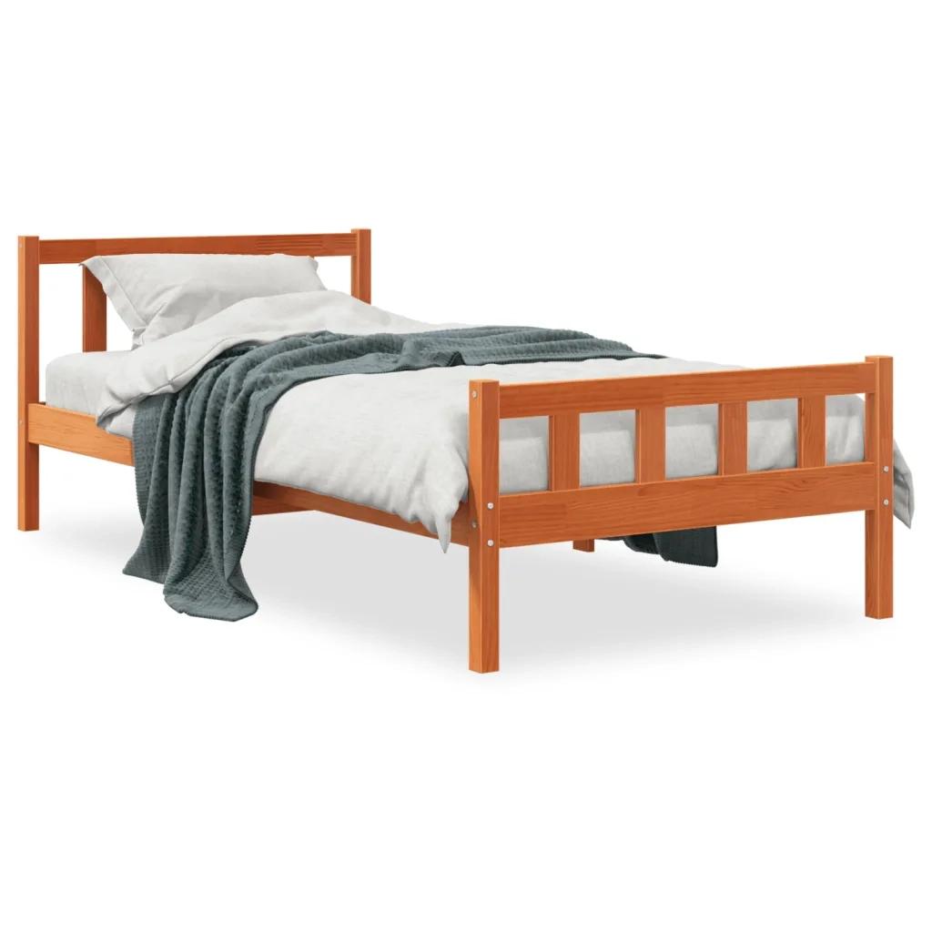 Letto senza Materasso Marrone Cera 75x190 cm in Legno di Pino 844389
