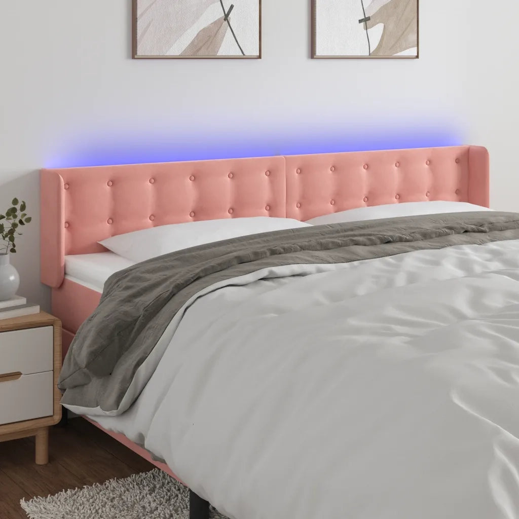 Testiera | Testata a LED Rosa 183x16x78/88 cm in Velluto
