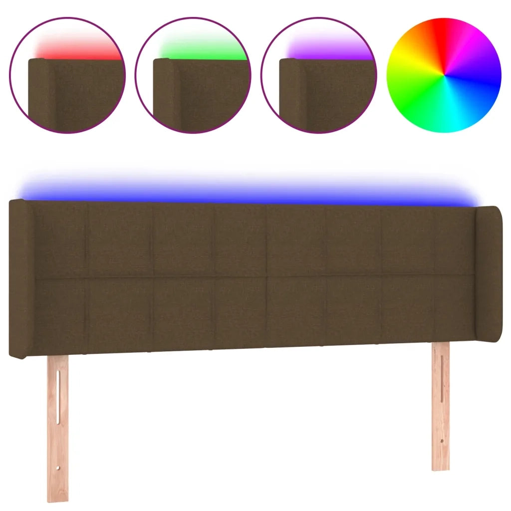 Testiera | Testata a LED Marrone Scuro 147x16x78/88 cm in Tessuto