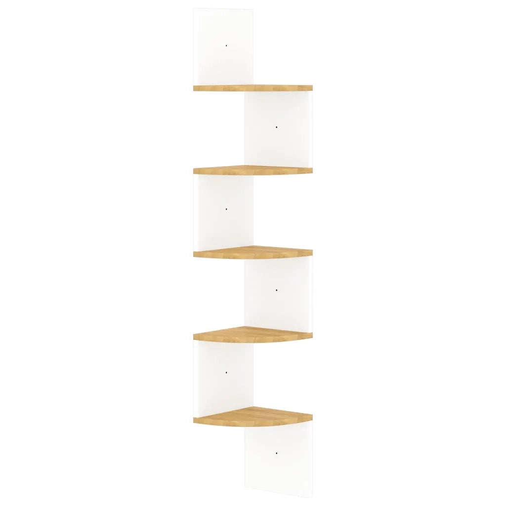 Scaffale Angolo Muro Bianco Rovere Sonoma 19x19x123 Multistrato 326836