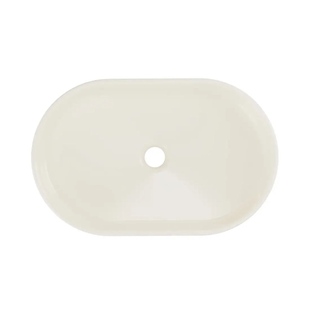 Lavabo da appoggio ovale 55x35 cm in ceramica avorio opaco