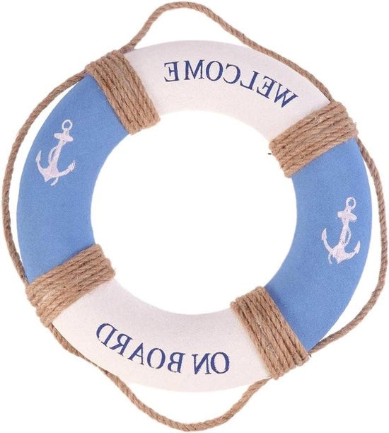 Decorazione di 30 cm con stile marittimo mediterraneo per interni, opknoping schuim, reddingsboei di stile nautico per decorazione di bar, caffè e negozi.