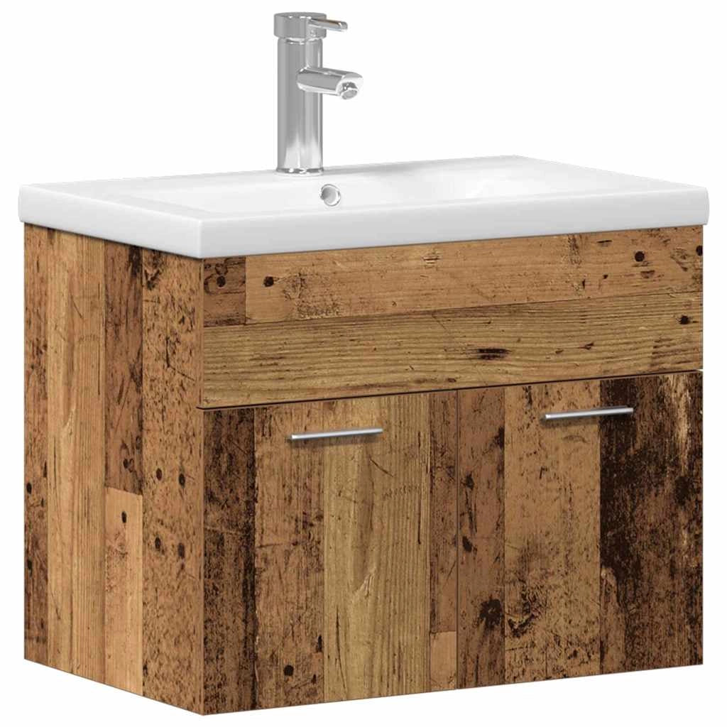 Mobiletto da bagno moderno con 2 ante 60 x 38 x 46 cm legno composito finitura legno anticato 02_0055904
