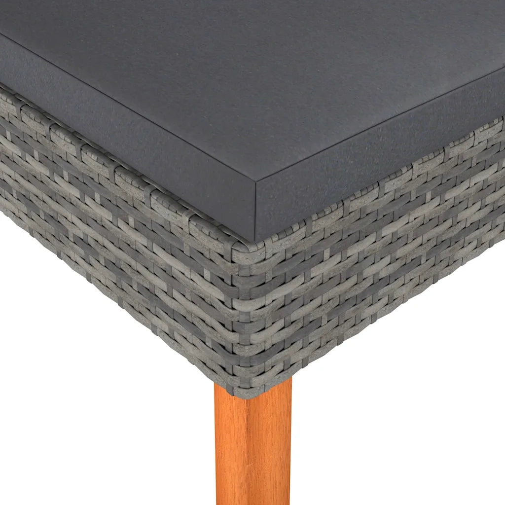 Poggiapiedi in Polyrattan e Legno Massello di Eucalipto 315752