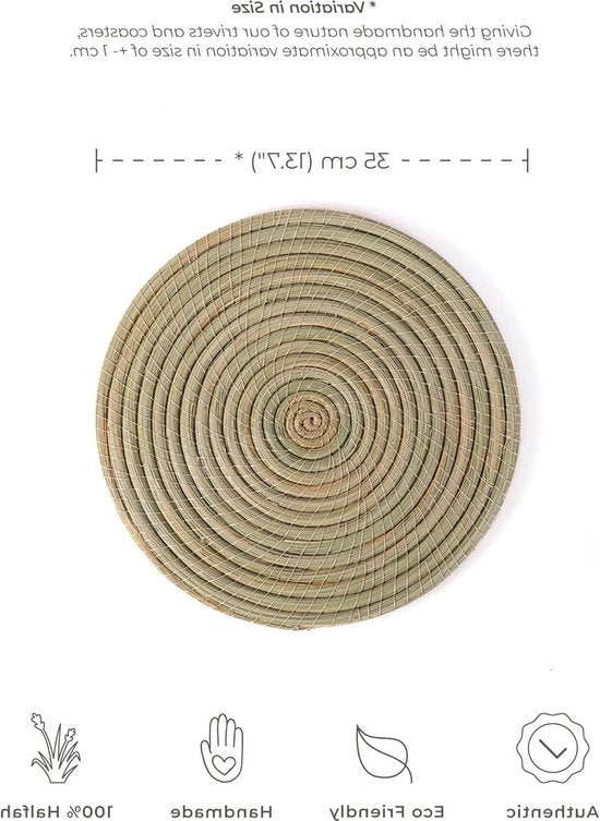 Pavimento per tavola in cotone 35 cm - 100% naturale - decorazione per tavola da pranzo e esterno - lavabile e antiscivolo - pavimento per tavola da cucina