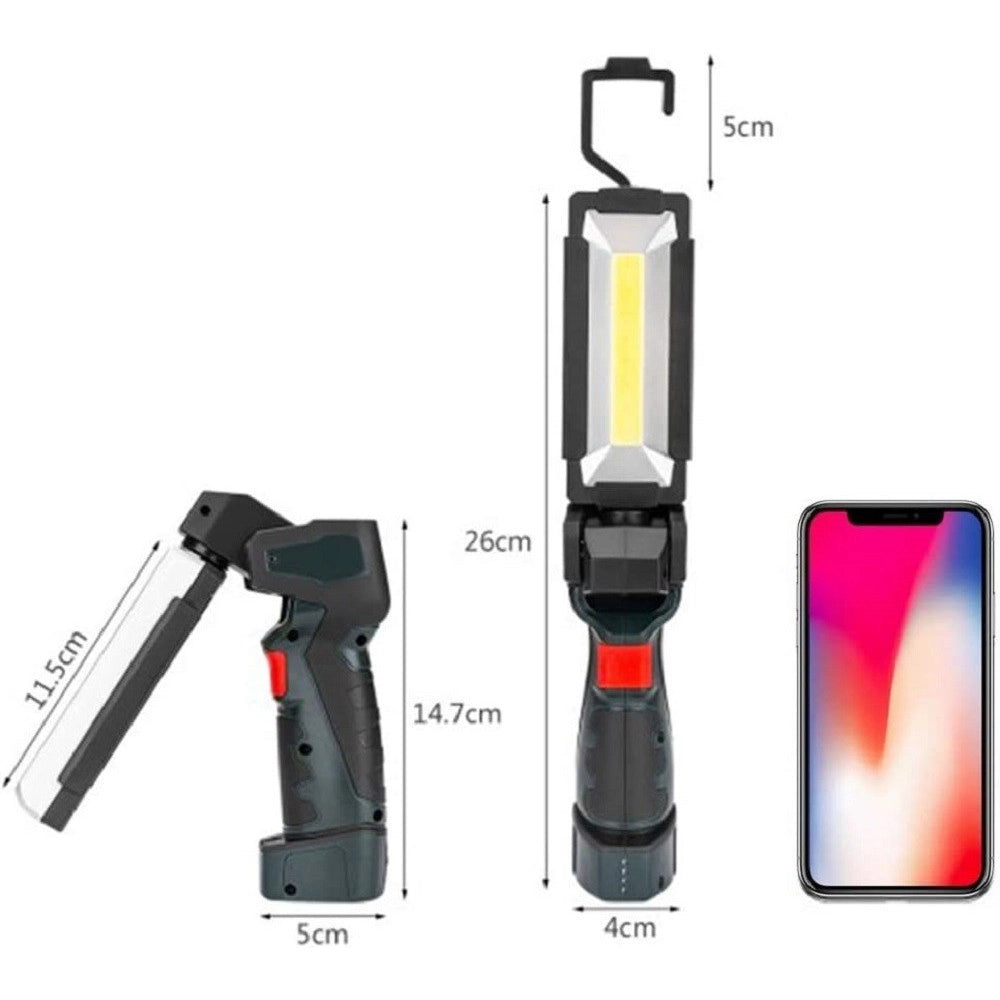 Trade Shop - Luce Lavoro Led Ricaricabile Usb Torcia Attacco Magnetico 5 Modalità Antiscivolo -