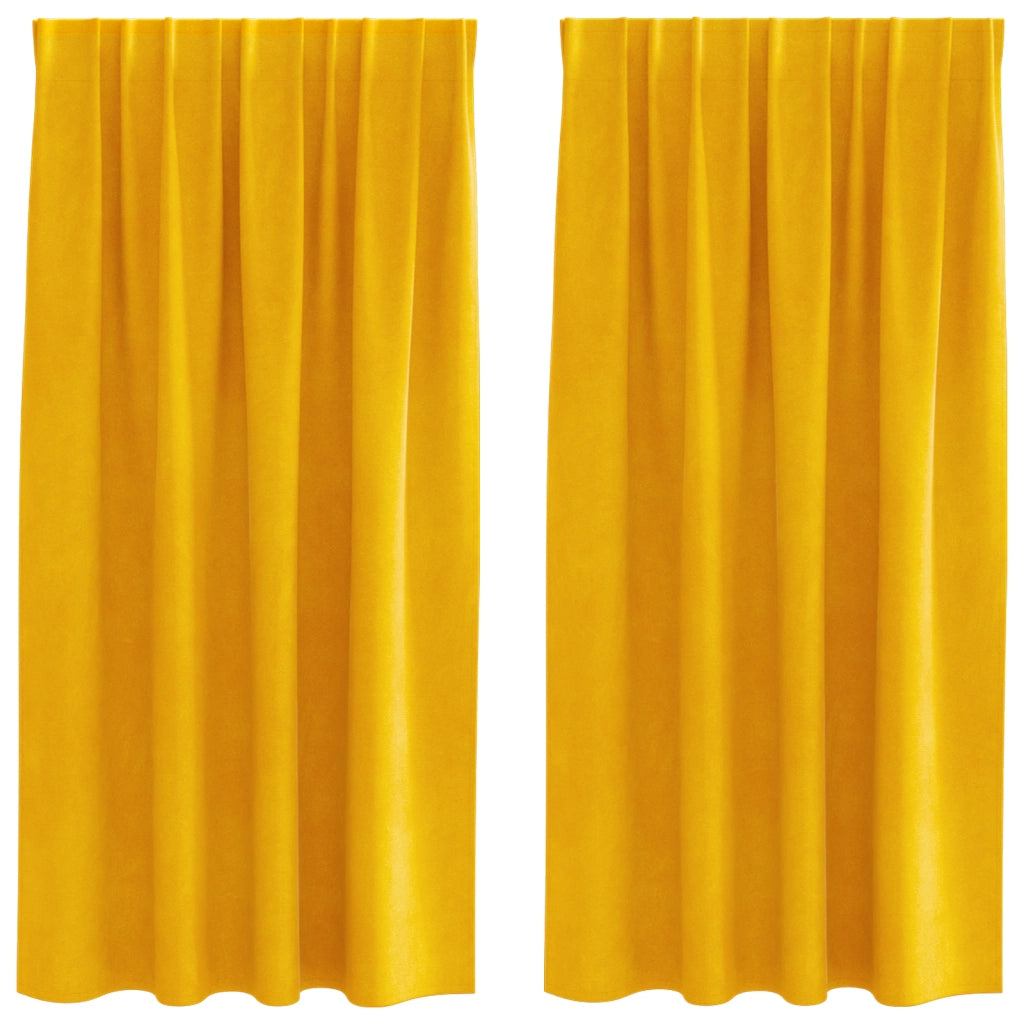 Tende Blackout  con nastro superiore 2 pz Giallo Senape Velluto