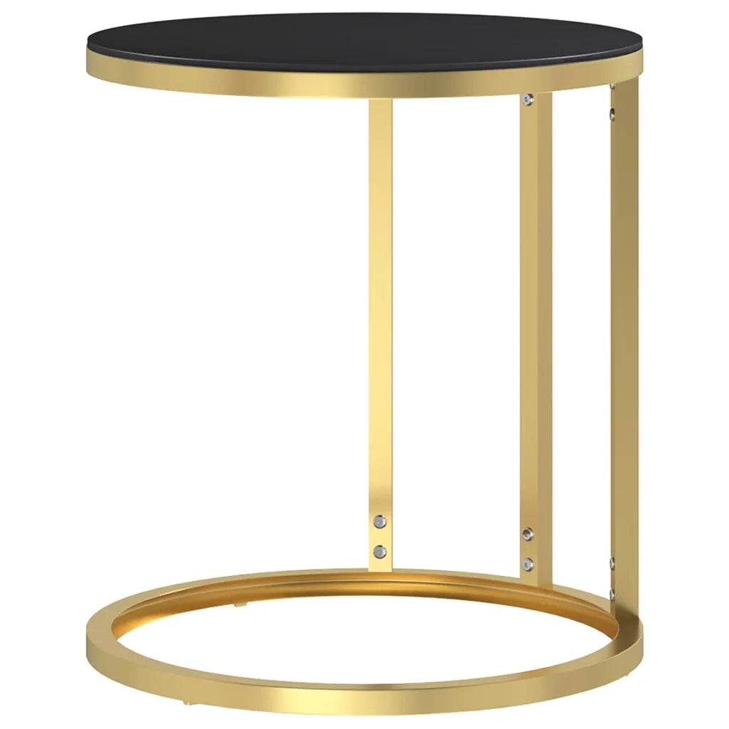 Tavolino Oro e Nero 45 cm in Vetro Temperato 331662