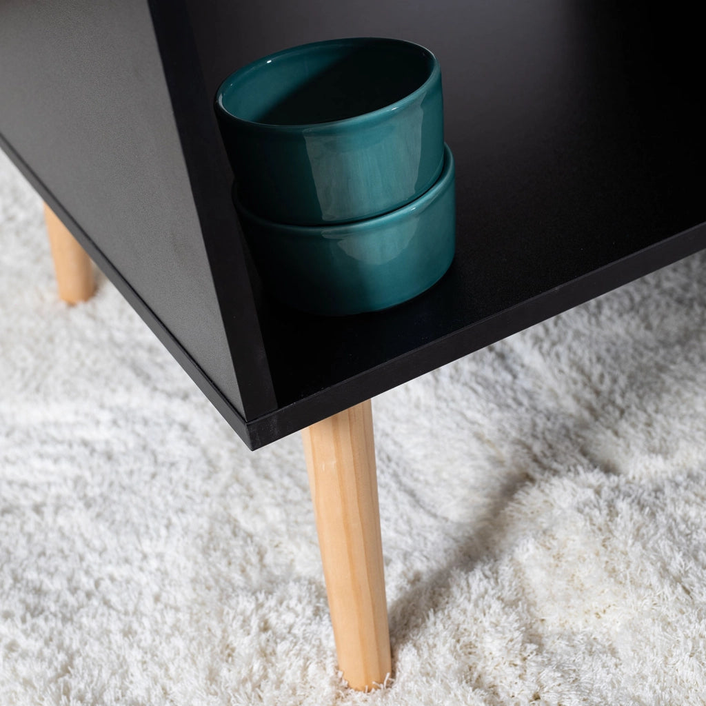 FREJATavolino nero in stile scandinavo con cassetto