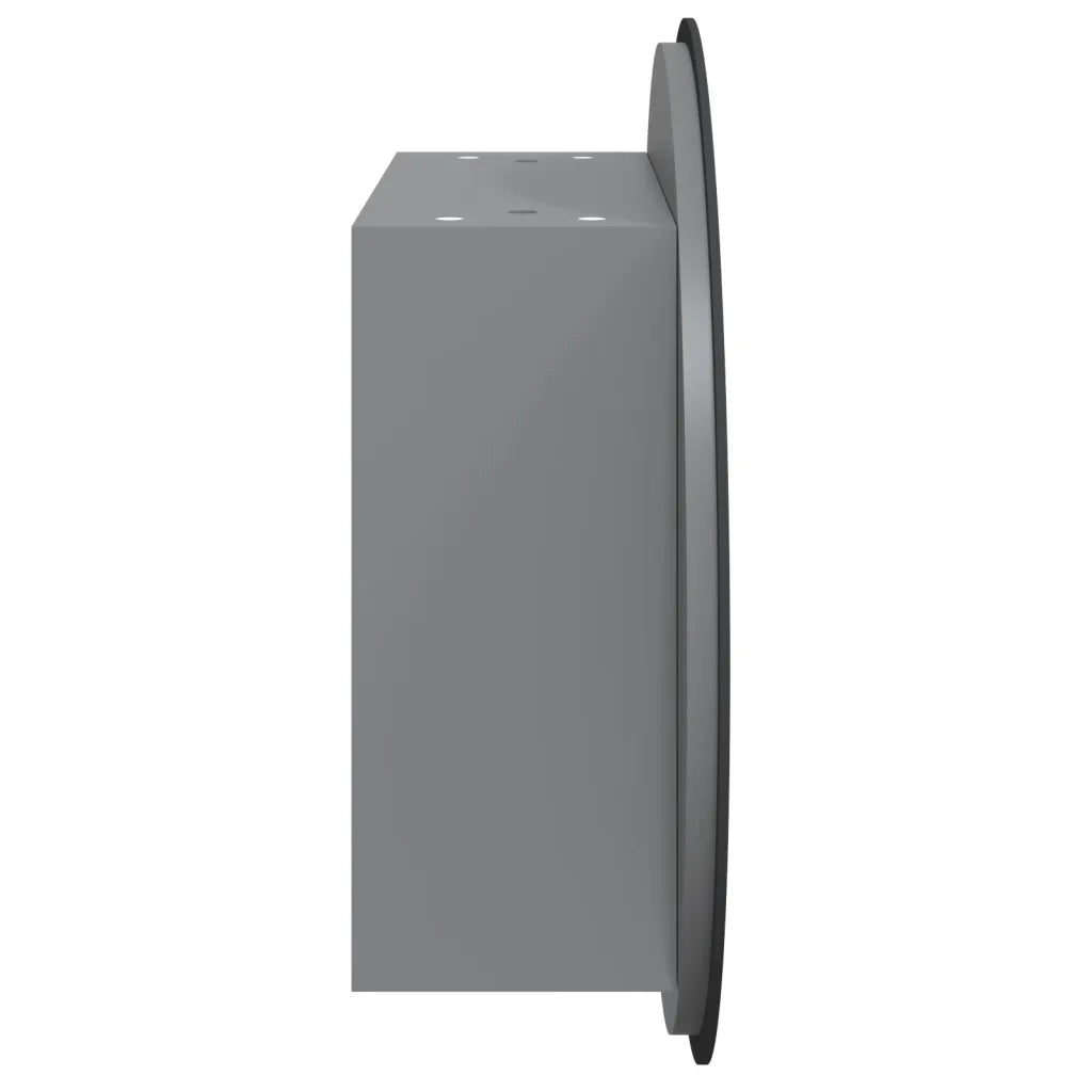 Armadio da Bagno con Specchio Rotondo e LED Grigio 40x40x17,5cm 345581