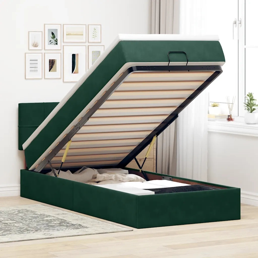 Struttura Letto Pouf con Materasso 100x200 cm Velluto 3311756