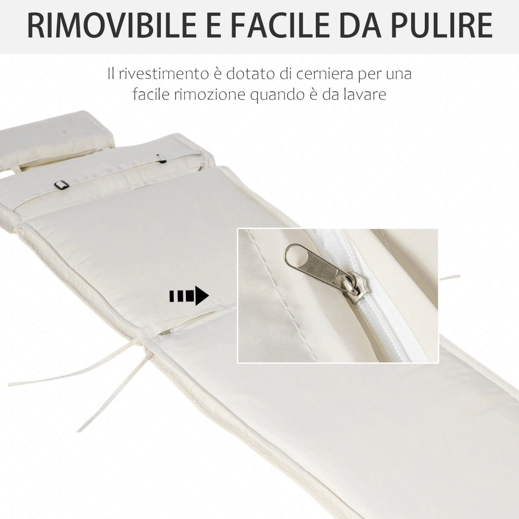 Easycomfort Cuscino per Sdraio Lettino Prendisole da Giardino 198x53x5cm Bianco Crema
