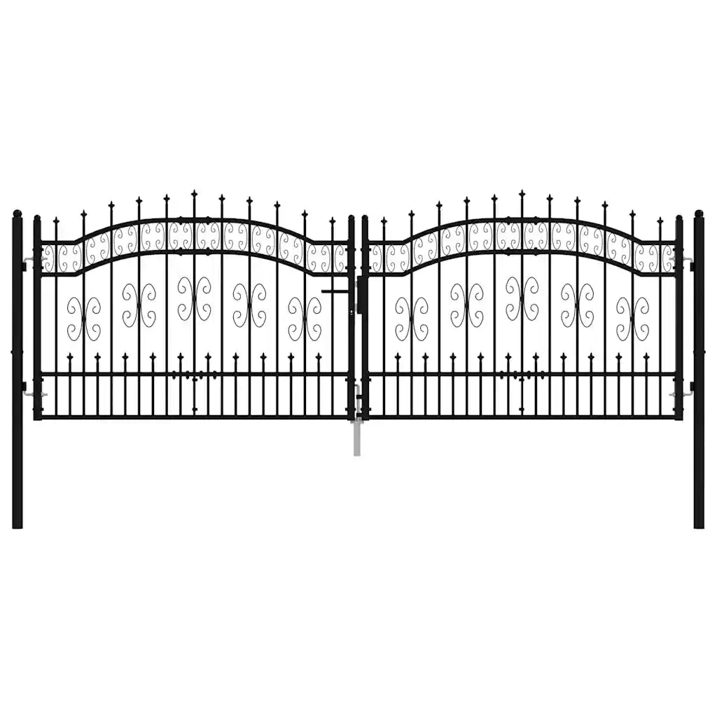 Cancello per recinzione Kampen con punta a lancia Nero 302x100 cm in acciaio 151095