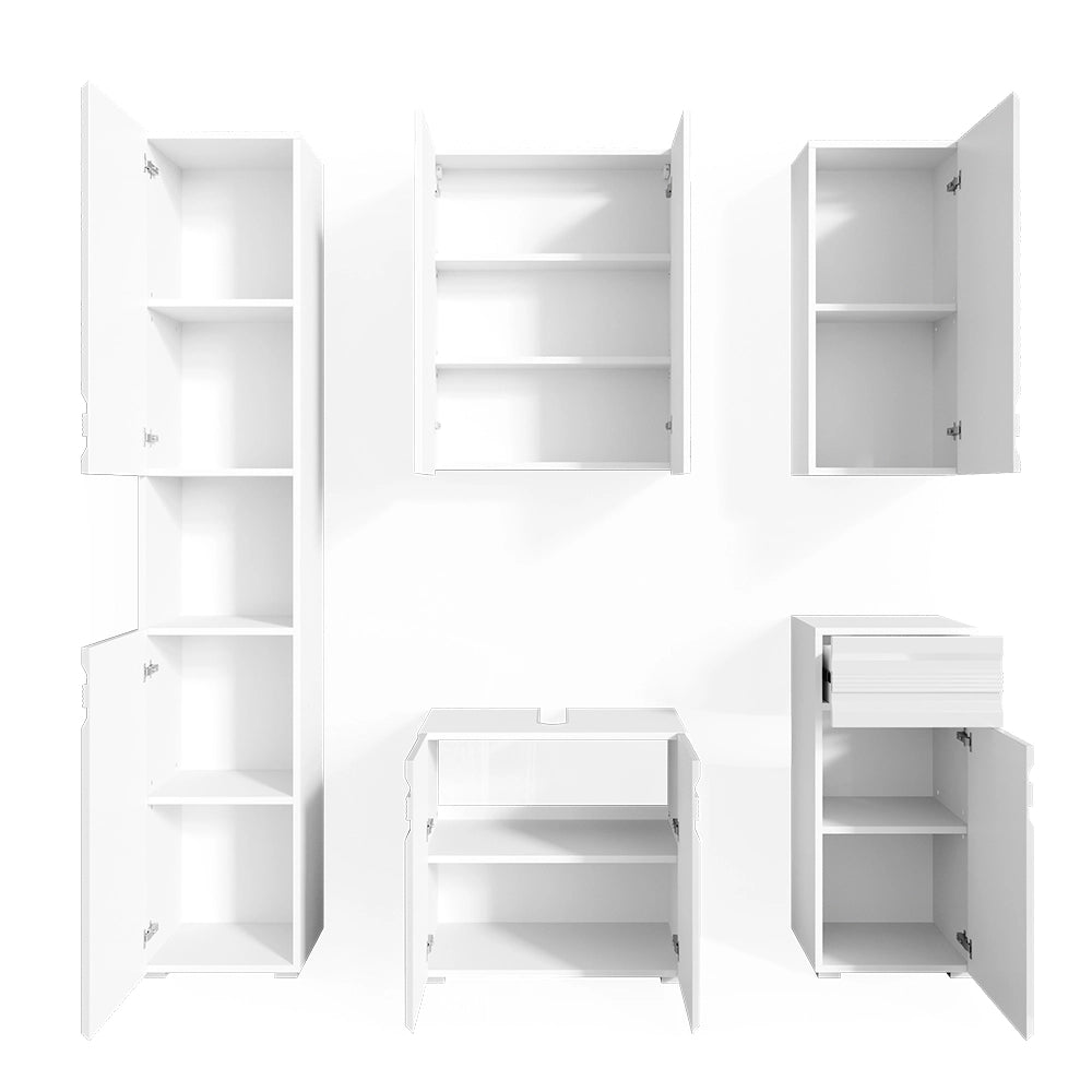 Vicco Set mobili bagno Bianco lucido 5 parti