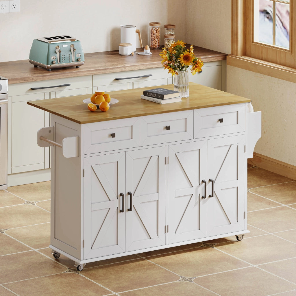 ISOLA CUCINA Pieghevole 140x43(70)x90.5 cm MDF Bianco/Naturale