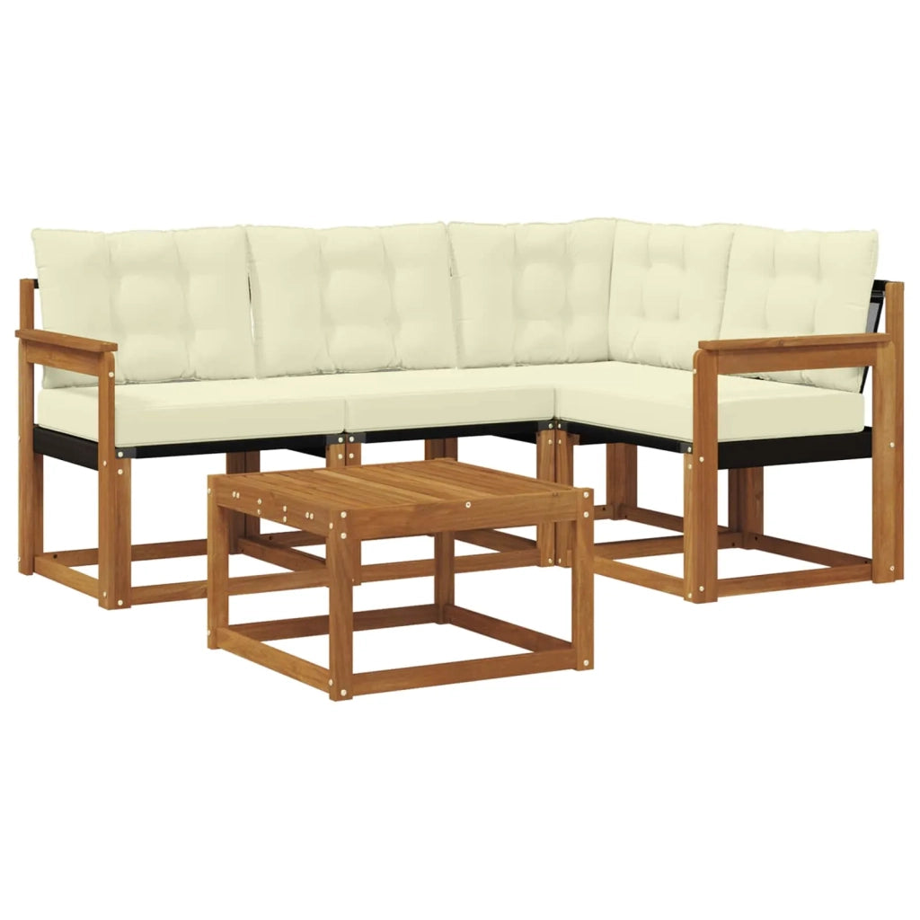 Set di divani da esterno con cuscino 5 pcs Naturale e Crema
