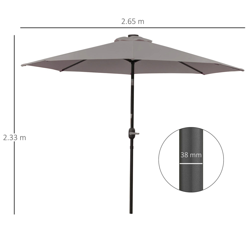 Ombrellone da Giardino Inclinabile 265 cm con Luci LED Solari ¨C zephmum ¨C Grigio