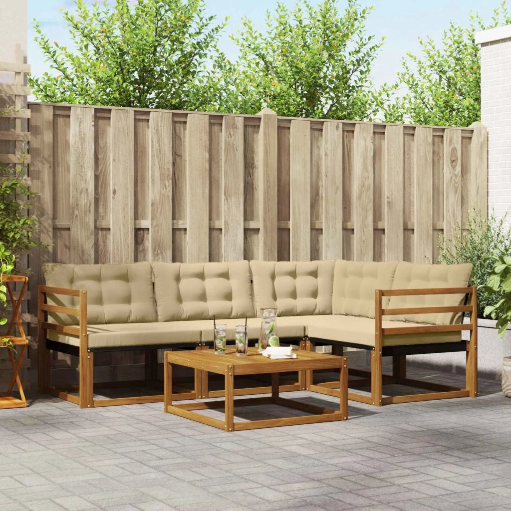 Set di divani da esterno con cuscino 5 pcs Naturale e Beige 3369424