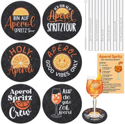 Set di Regali Aperol – 6 Imbottigliatori Aperol, 6 Stuzzicadenti Aperol in Rattan, Carta Ricette Spritz Aperol – Accessori per Bicchieri Aperol per Appassionati di Aperol, Feste Apero, Amici, Famiglia, Colleghi