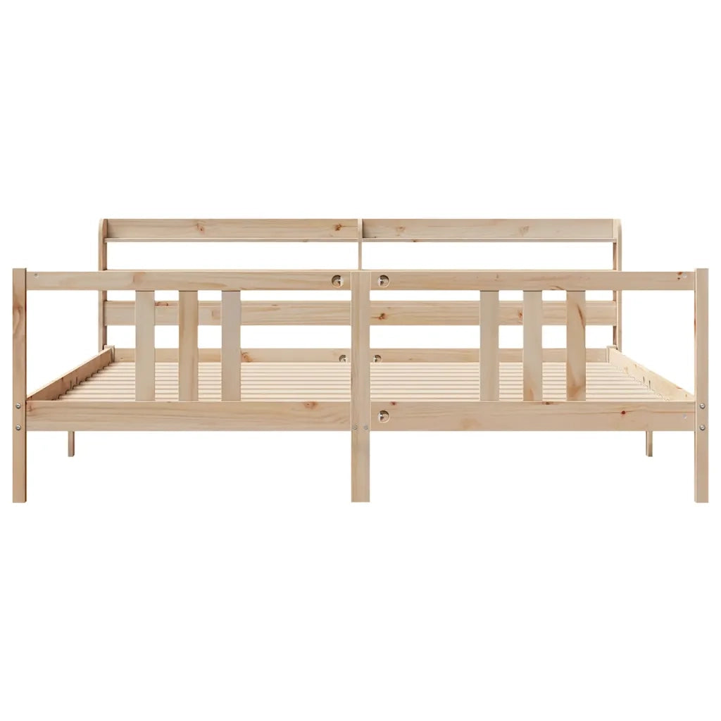 Giroletto con Testiera 200x200 cm in Legno Massello di Pino 3306718
