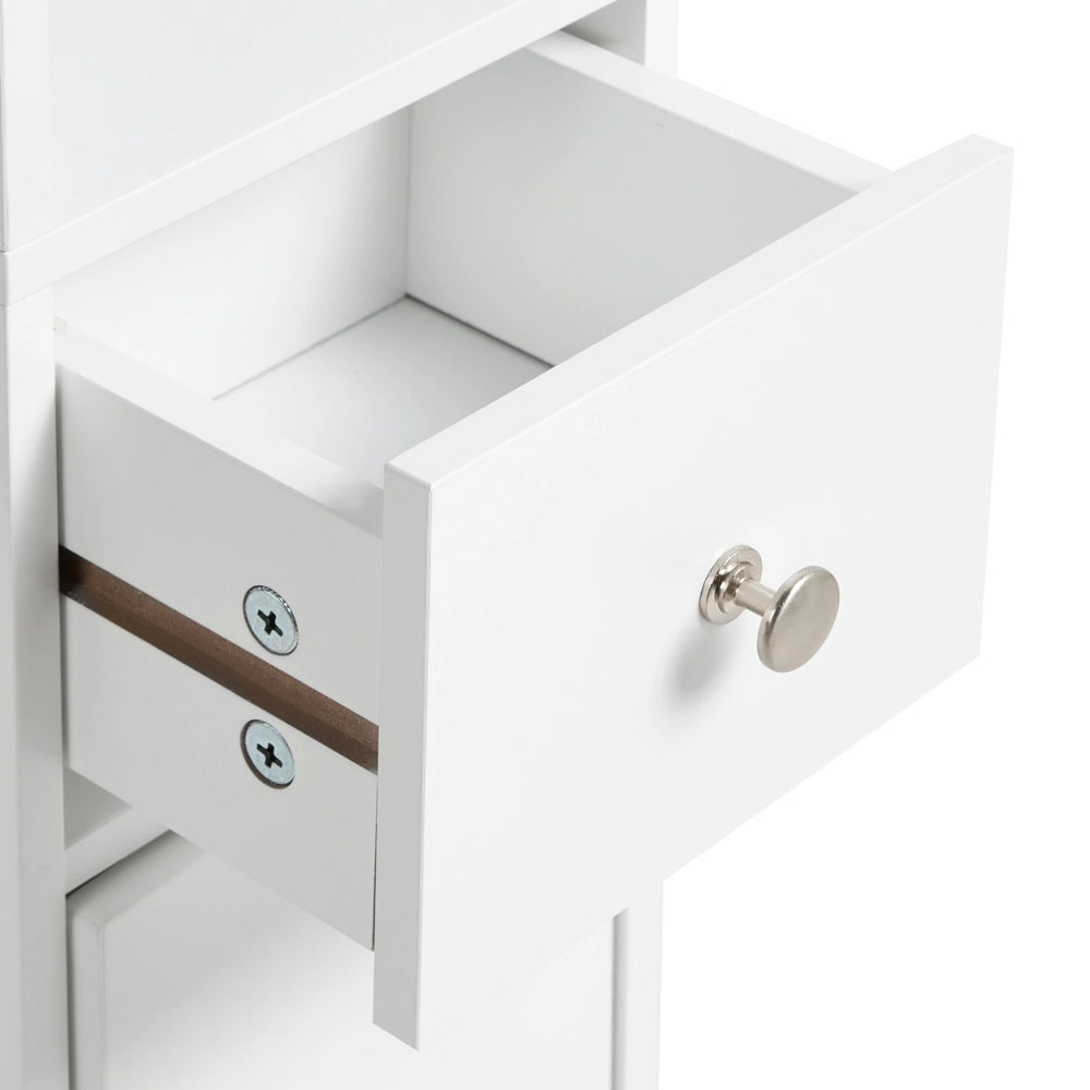 Mobile da bagno a colonna in MDF 180 x 20 cm con 8 ripiani e cassetto, stile moderno