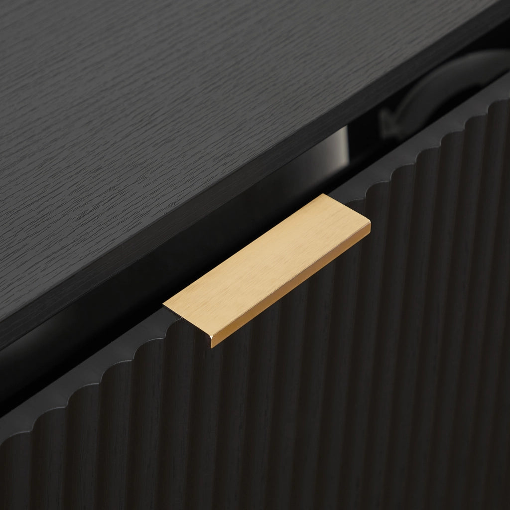 Scarpiera 80x24x102 cm in MDF nero con frontale scanalato， per ingresso