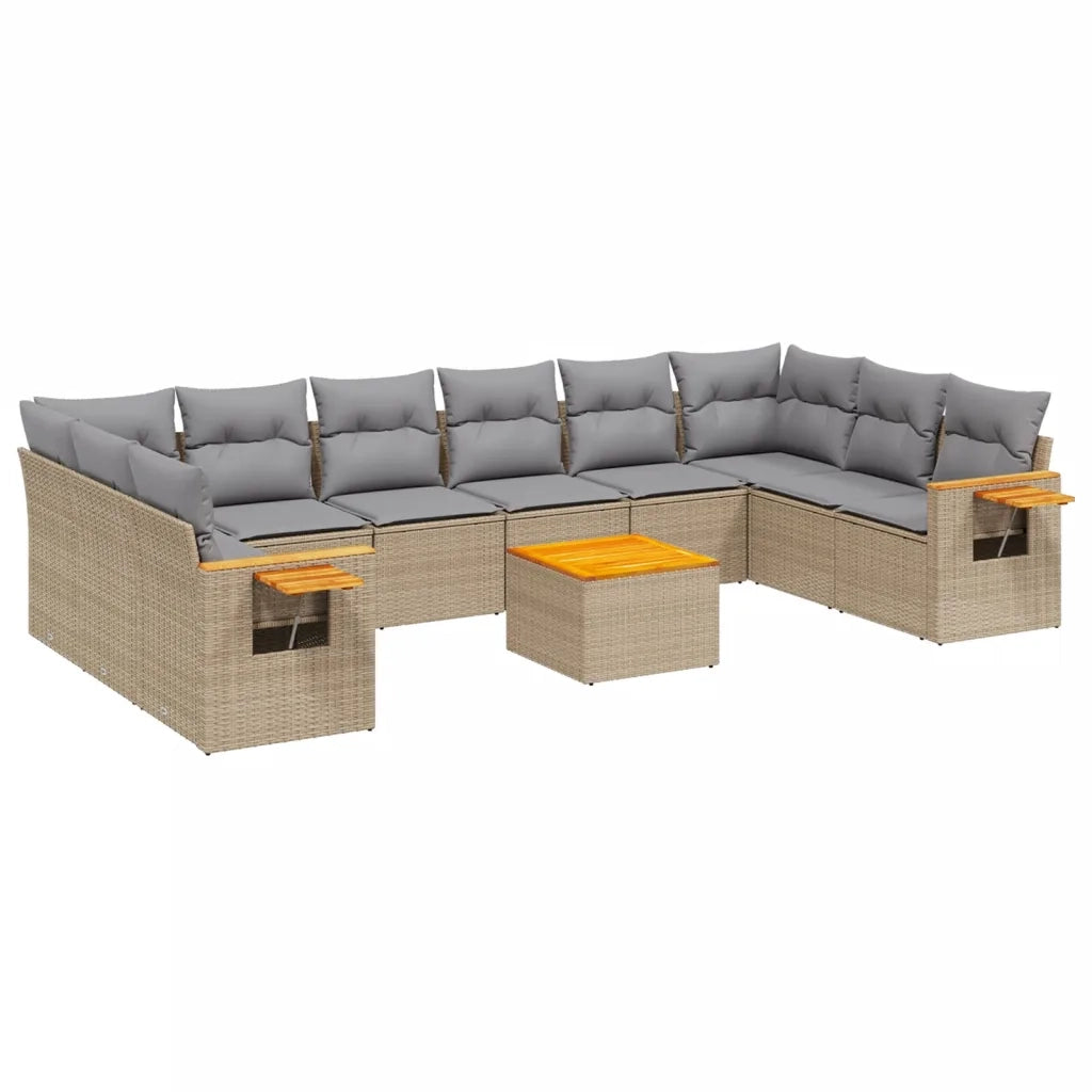 Set Divani da Giardino 11 pz con Cuscini Beige in Polyrattancod mxl 114152