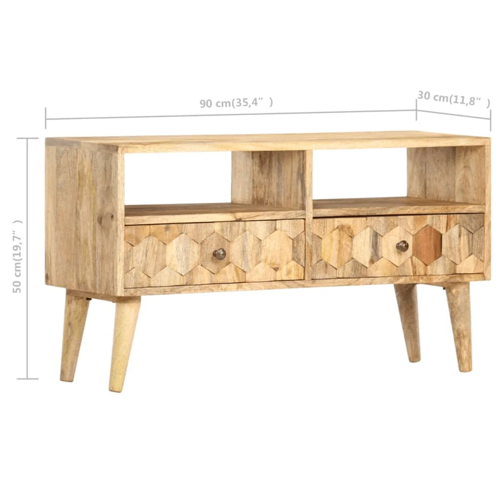 Mobile TV multimediale scaffale TV credenza mobile TV sala da pranzo soggiorno camera da letto 90 x 30 x 50 cm legno massello di mango marrone 02_0026343
