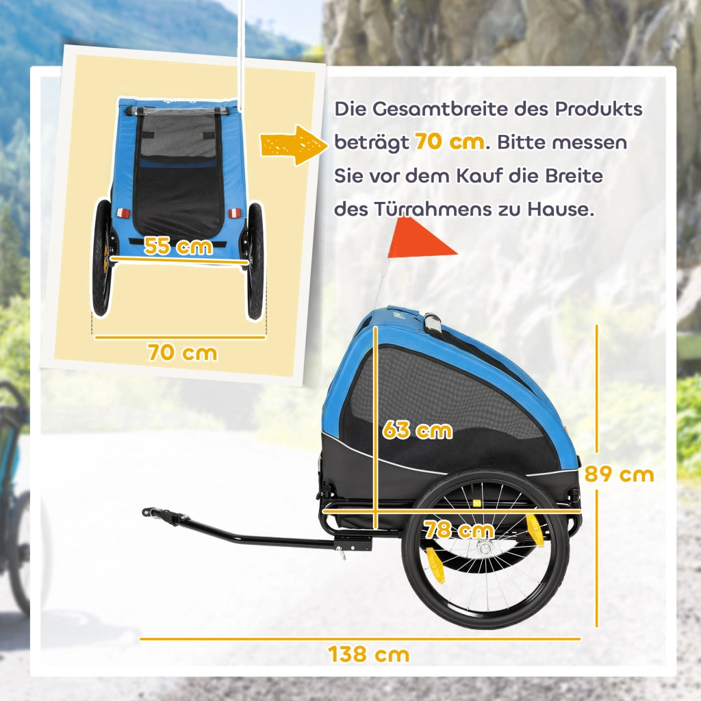 Carrello Trasporto Cani Pieghevole ¨C zephmum ¨C Blu 138x70x89 cm