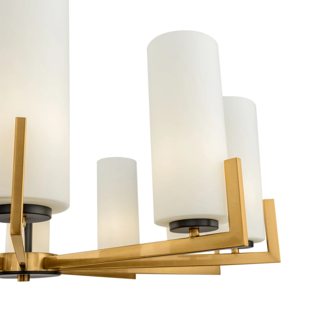 Maytoni Lampadario contemporaneo Fortano 10 luci E27 ottone metallo diffusore vetro bianco