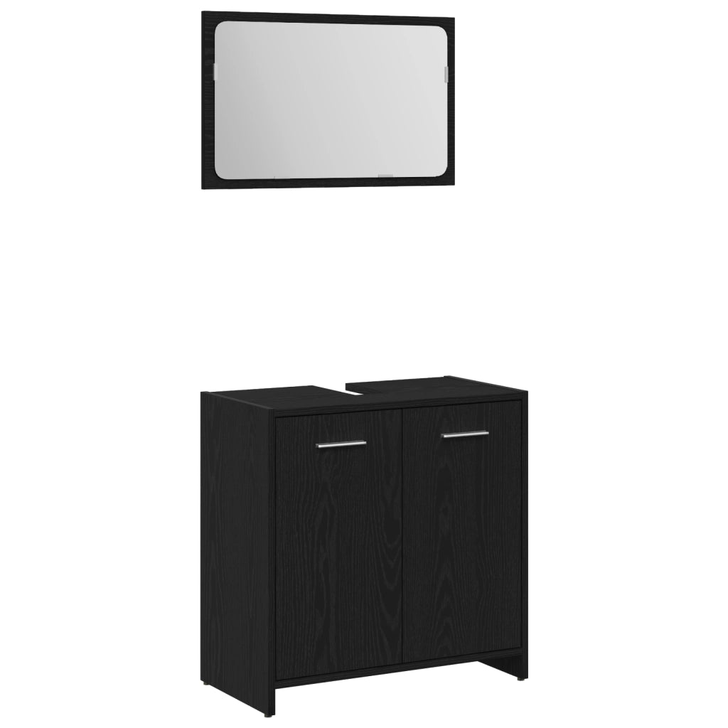 Set mobili bagno 3 pezzi Rovere nero Legno ingegnerizzato