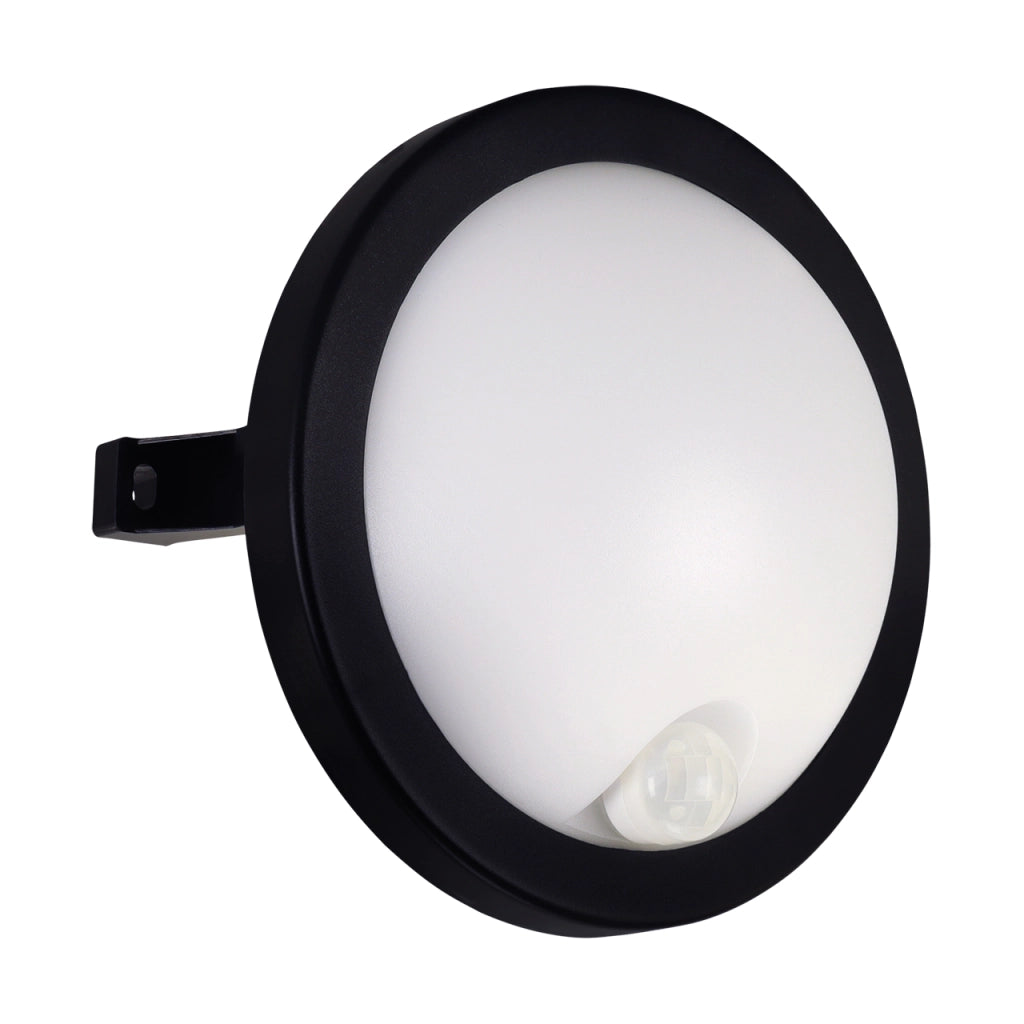 Applique esterna tonda nera PIR LED 11W 4100K IP54