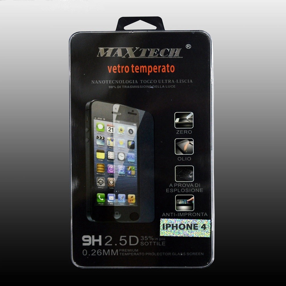 Trade Shop - Pellicola In Vetro Temperato Per Iphone 4 Protezione Schermo Maxtech P-ip4 -