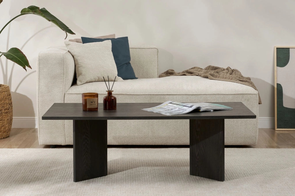 Tavolino da caffè in legno "Sabin" - 60 x 119 x 40 cm - Nero Chiaro